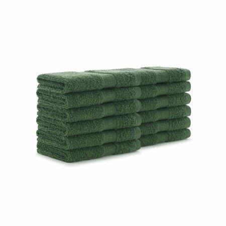 MONARCH BRANDS True Color Wash Cloths , Hunter Green, 12PK P-WASH-HGREEN